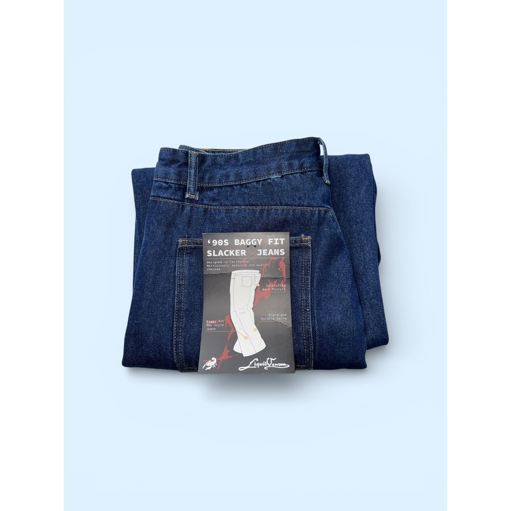 Liquid Venom 90s Baggy Fit Slacker Jeans Dark Wash Mens 34x32